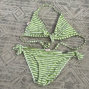 Fun green striped bikini by Banana Moon in size XS